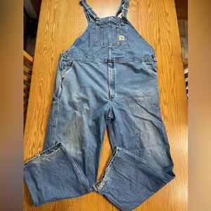 Vintage Preloved Carhartt Men’s Denim Bib Carpenter Farm Overalls Size 48 x 32